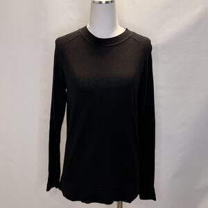 Lululemon Sweater Womens Medium Black Cashmere Cotton Crewneck Knit Pullover